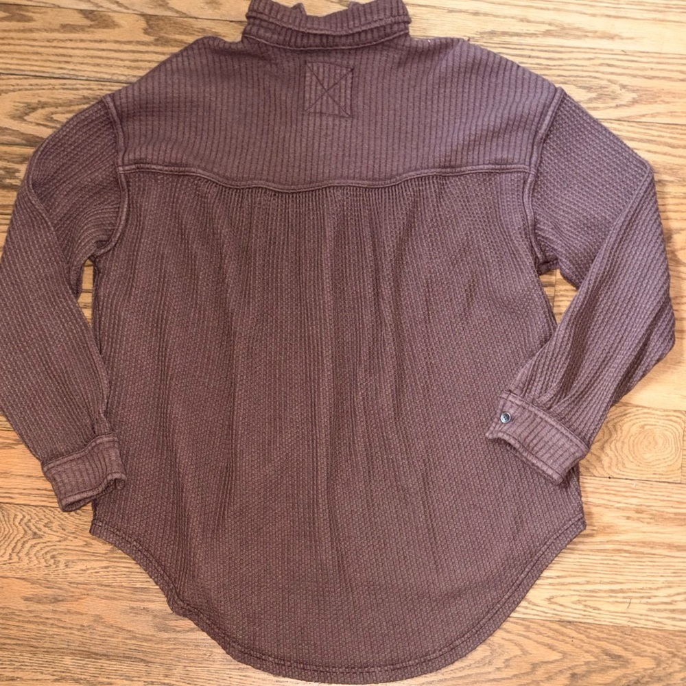 Aerie Real Good Corduroy Textured Waffle Knit Button Down Shacket - XS - Picture 3 of 8